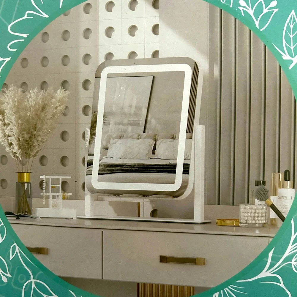 New, Black, 16”x14” Vanity Mirror with lights